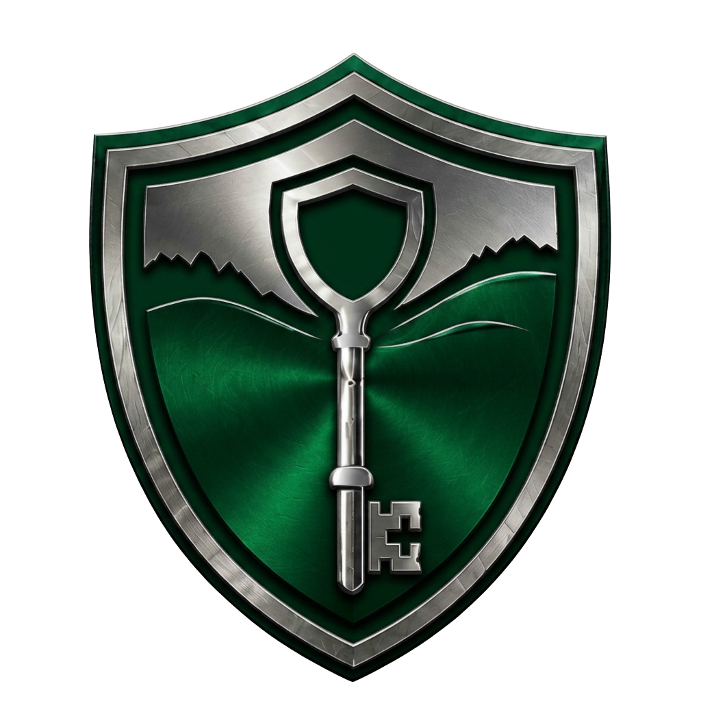 Blackdown Locksmiths shield and key emblem
